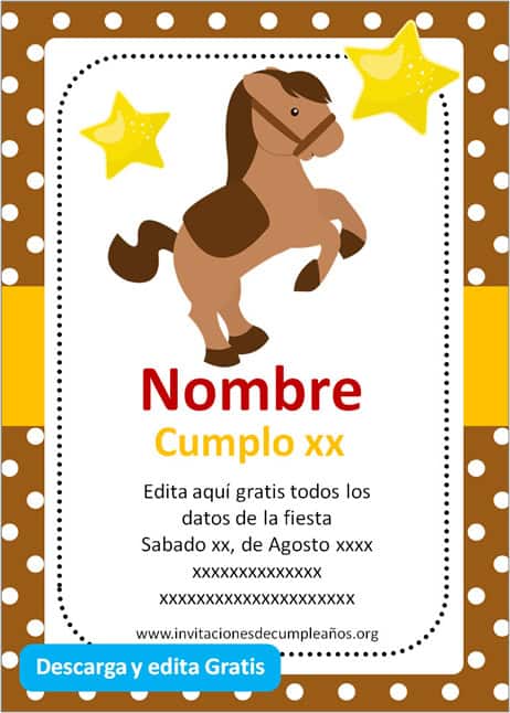 Invitaciones de Vaqueros Cowboy para editar de Cumpleaños cumpleaños